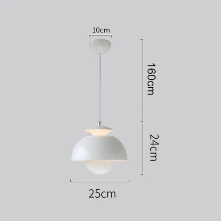 Lampa wisząca z lakierowanym kloszem w kształcie pąka kwiatu