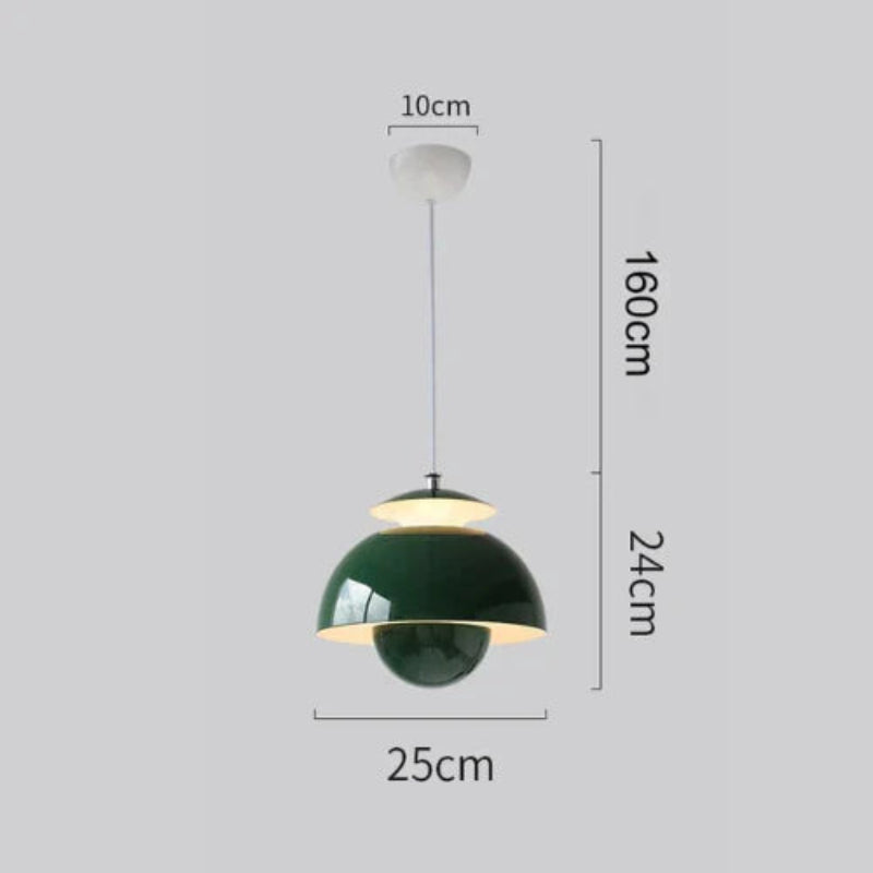 Lampa wisząca z lakierowanym kloszem w kształcie pąka kwiatu