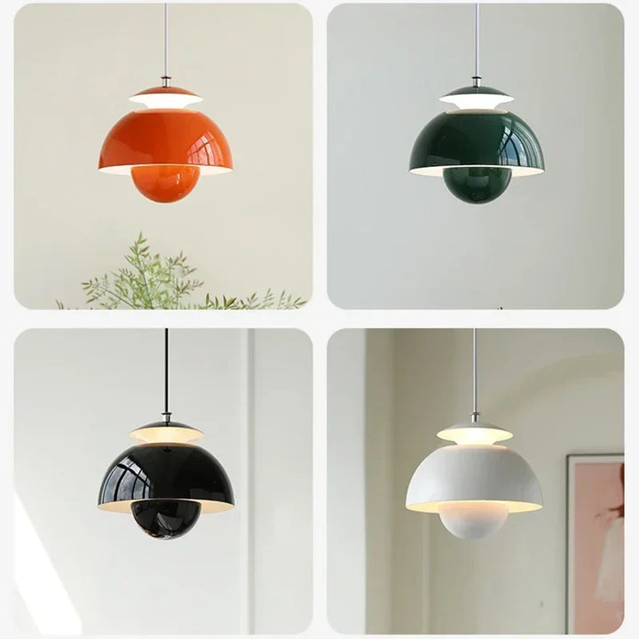 Lampa wisząca z lakierowanym kloszem w kształcie pąka kwiatu