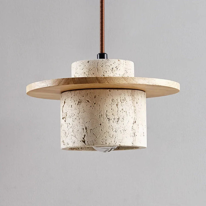 Lampa wisząca z naturalnego kamienia z alabastrowym kloszem