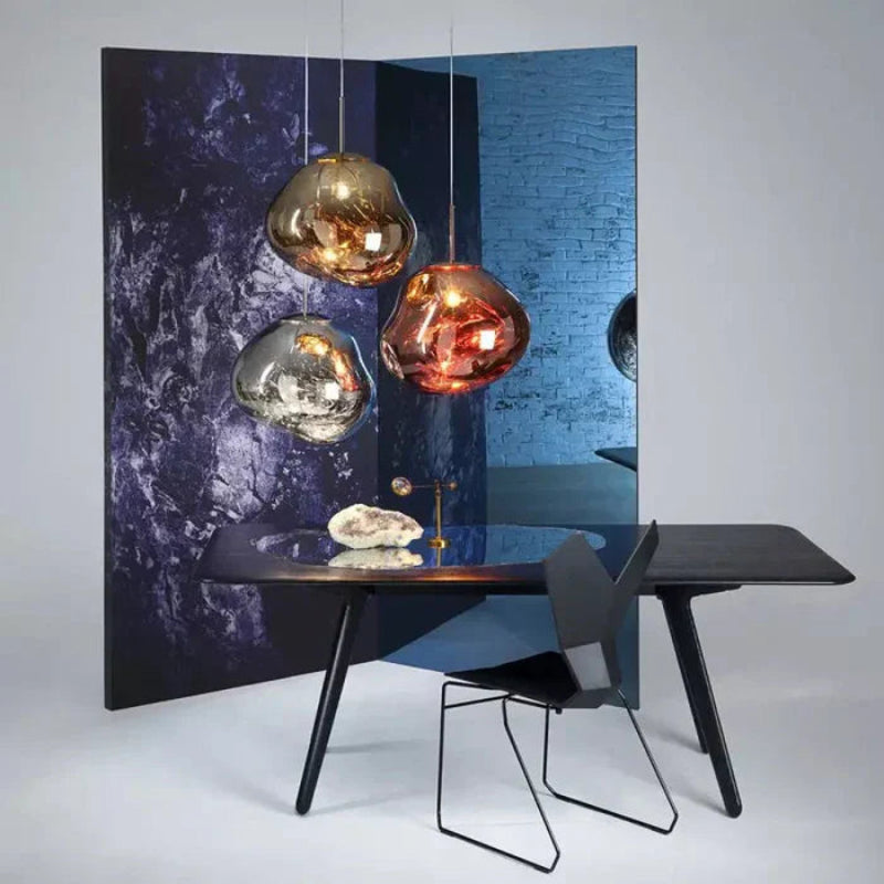 Lampa wisząca z nieregularnym kloszem ze szkła lustrzanego