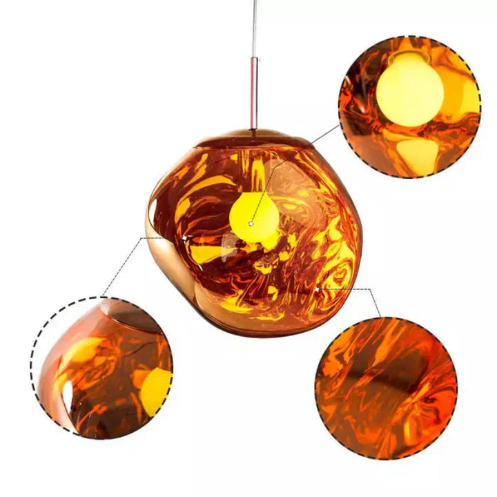 Lampa wisząca z nieregularnym kloszem ze szkła lustrzanego