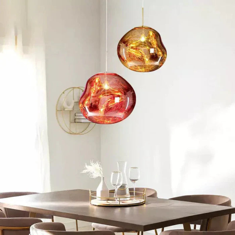 Lampa wisząca z nieregularnym kloszem ze szkła lustrzanego