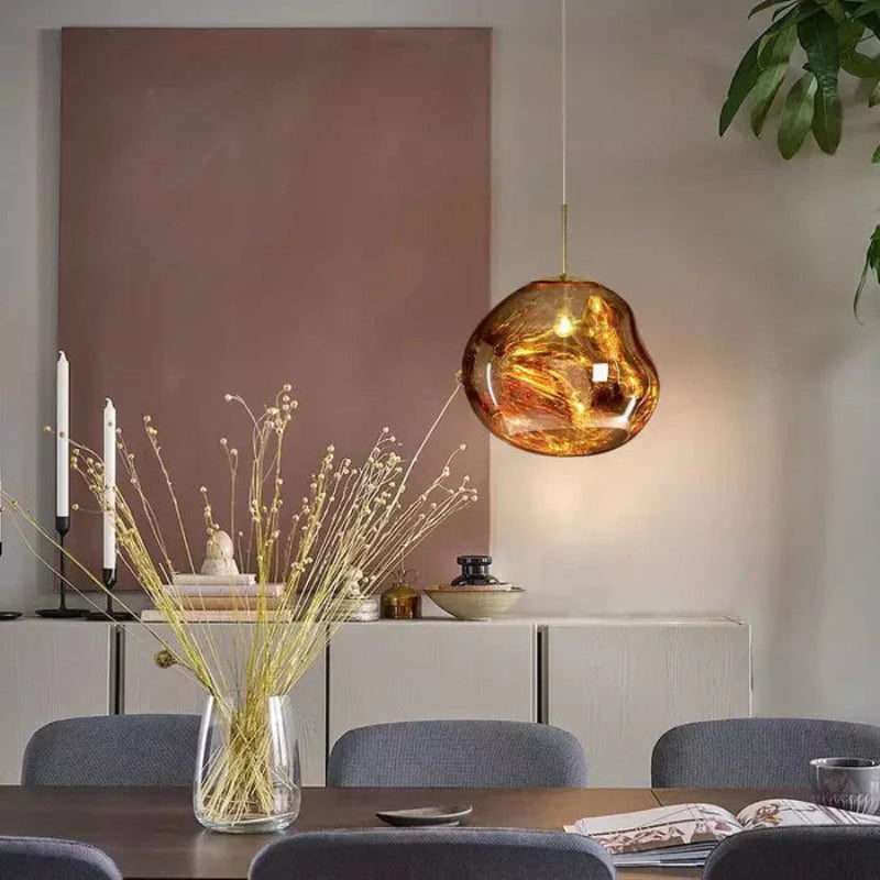 Lampa wisząca z nieregularnym kloszem ze szkła lustrzanego