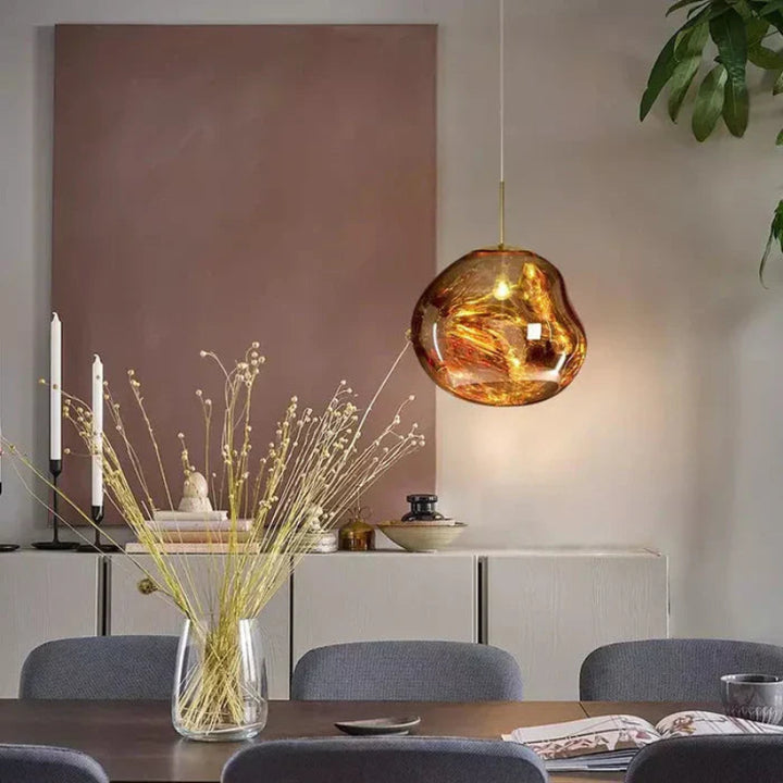 Lampa wisząca z nieregularnym kloszem ze szkła lustrzanego