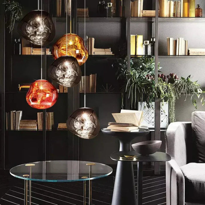 Lampa wisząca z nieregularnym kloszem ze szkła lustrzanego