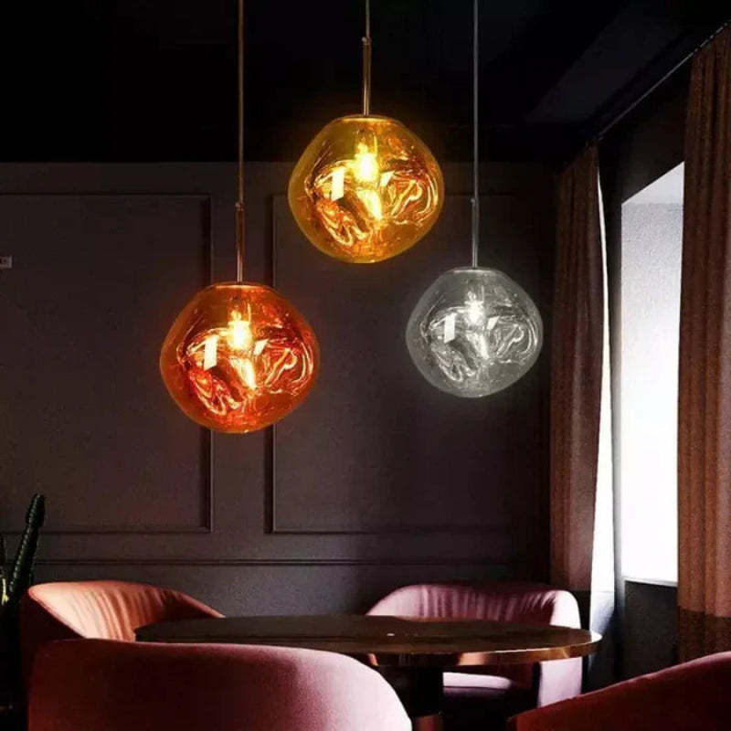 Lampa wisząca z nieregularnym kloszem ze szkła lustrzanego