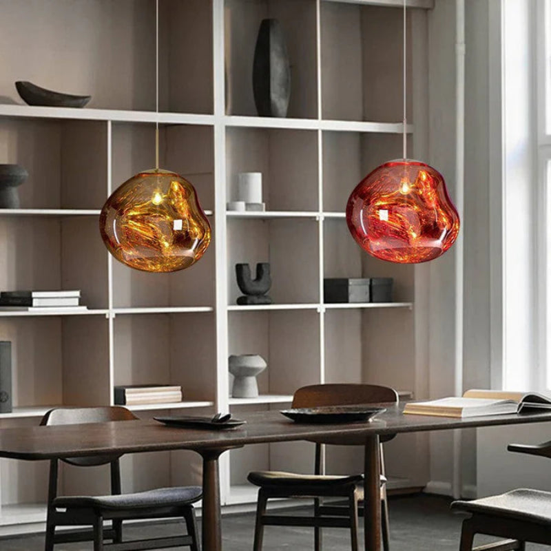 Lampa wisząca z nieregularnym kloszem ze szkła lustrzanego