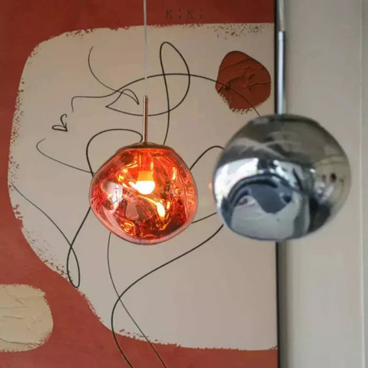 Lampa wisząca z nieregularnym kloszem ze szkła lustrzanego