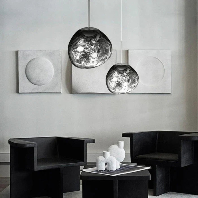 Lampa wisząca z nieregularnym kloszem ze szkła lustrzanego