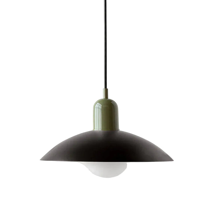 Lampa wisząca z płaskim metalowym kloszem dwuelementowa oprawa w stylu Bauhaus