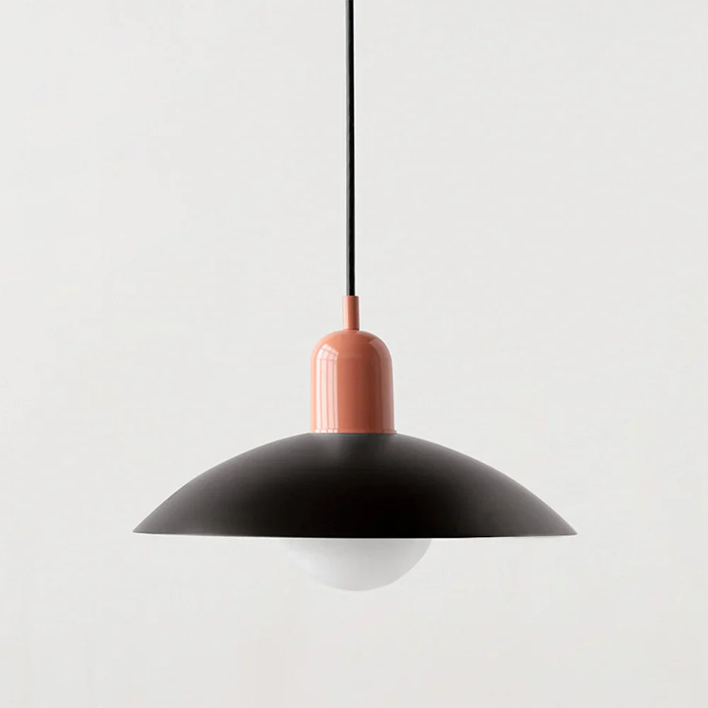 Lampa wisząca z płaskim metalowym kloszem dwuelementowa oprawa w stylu Bauhaus