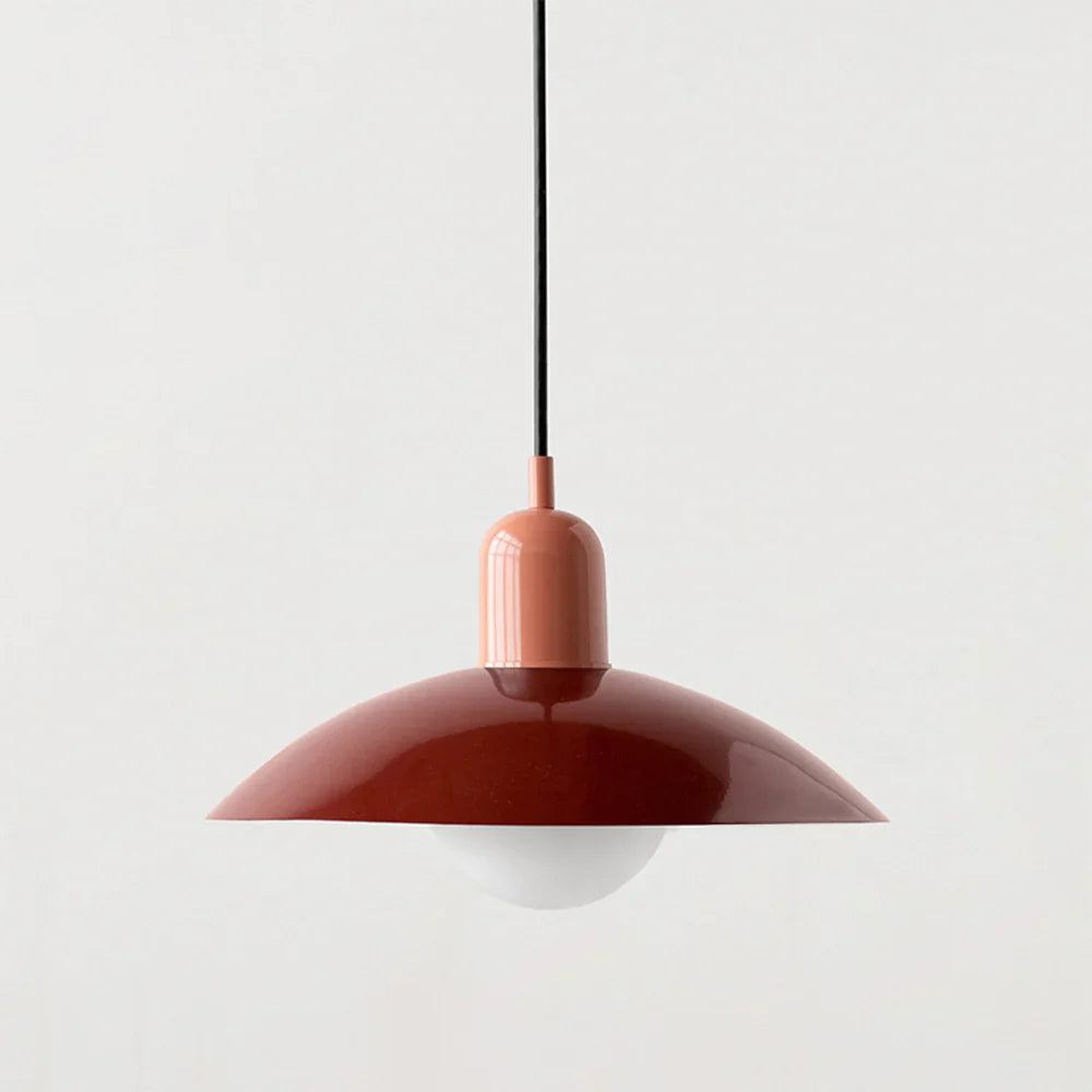 Lampa wisząca z płaskim metalowym kloszem dwuelementowa oprawa w stylu Bauhaus
