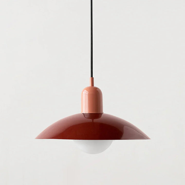 Lampa wisząca z płaskim metalowym kloszem dwuelementowa oprawa w stylu Bauhaus