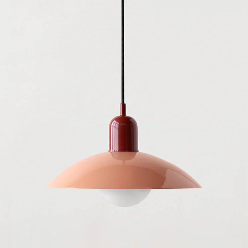 Lampa wisząca z płaskim metalowym kloszem dwuelementowa oprawa w stylu Bauhaus