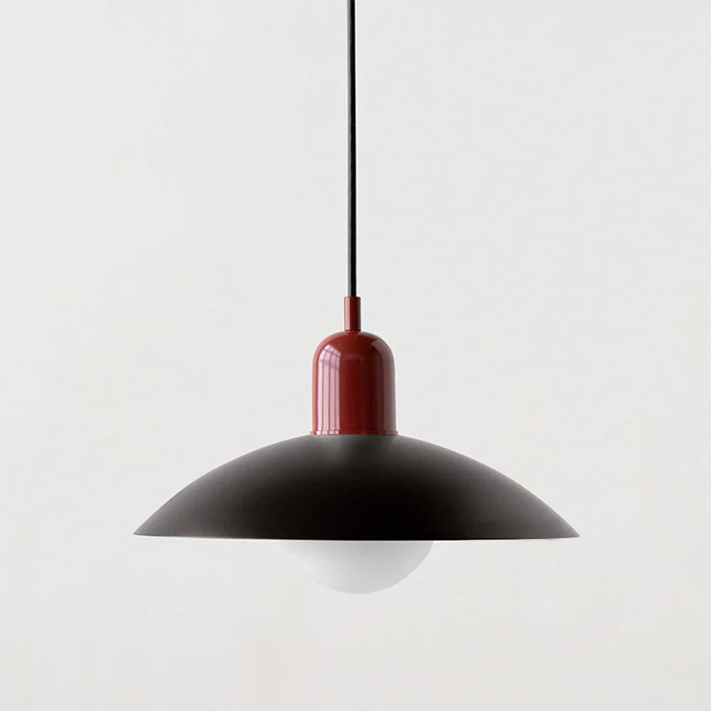 Lampa wisząca z płaskim metalowym kloszem dwuelementowa oprawa w stylu Bauhaus
