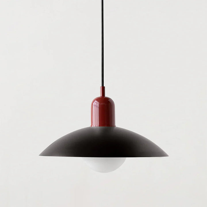 Lampa wisząca z płaskim metalowym kloszem dwuelementowa oprawa w stylu Bauhaus