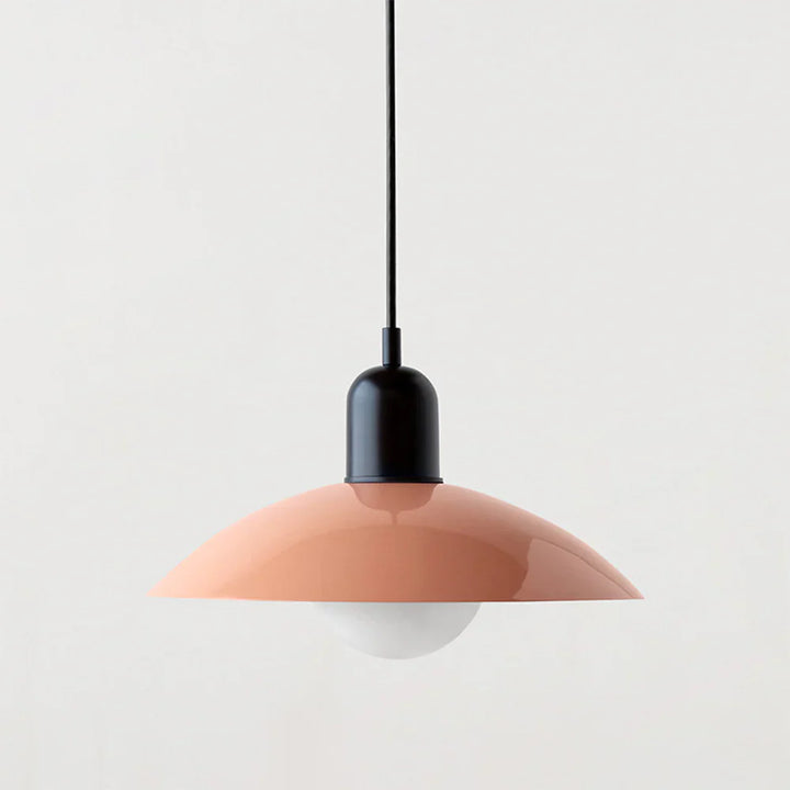 Lampa wisząca z płaskim metalowym kloszem dwuelementowa oprawa w stylu Bauhaus
