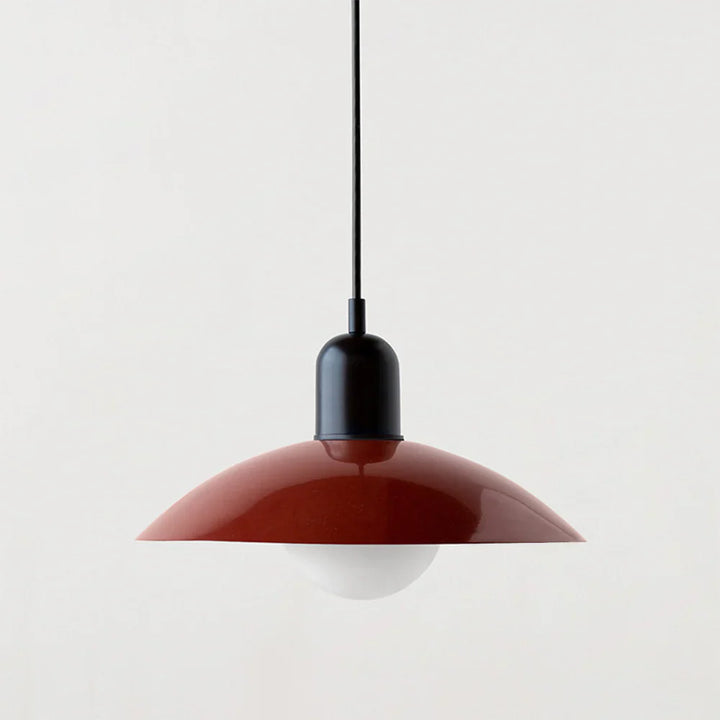 Lampa wisząca z płaskim metalowym kloszem dwuelementowa oprawa w stylu Bauhaus