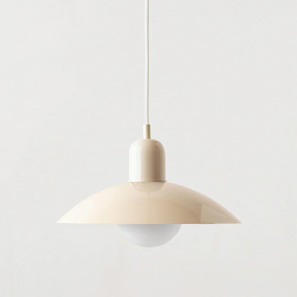Lampa wisząca z płaskim metalowym kloszem dwuelementowa oprawa w stylu Bauhaus