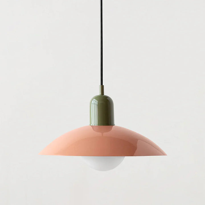 Lampa wisząca z płaskim metalowym kloszem dwuelementowa oprawa w stylu Bauhaus
