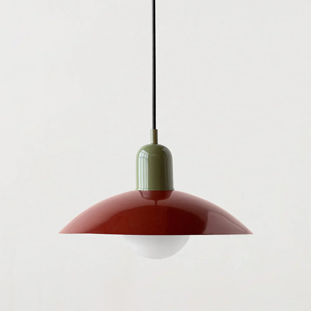 Lampa wisząca z płaskim metalowym kloszem dwuelementowa oprawa w stylu Bauhaus