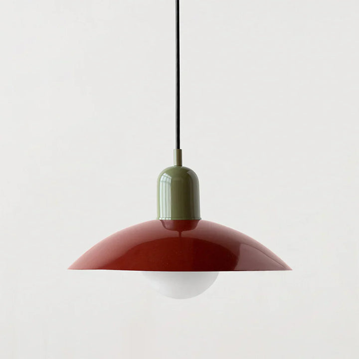 Lampa wisząca z płaskim metalowym kloszem dwuelementowa oprawa w stylu Bauhaus