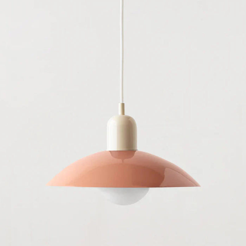 Lampa wisząca z płaskim metalowym kloszem dwuelementowa oprawa w stylu Bauhaus