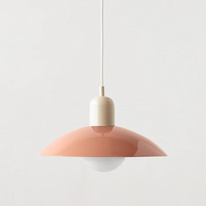 Lampa wisząca z płaskim metalowym kloszem dwuelementowa oprawa w stylu Bauhaus