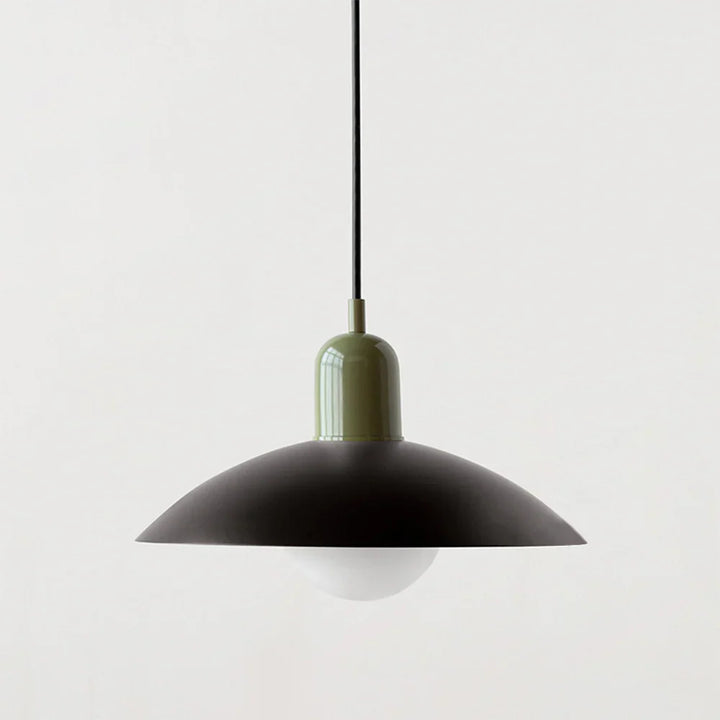 Lampa wisząca z płaskim metalowym kloszem dwuelementowa oprawa w stylu Bauhaus