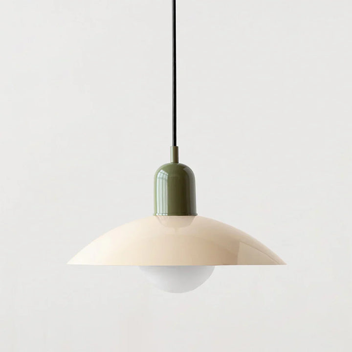 Lampa wisząca z płaskim metalowym kloszem dwuelementowa oprawa w stylu Bauhaus