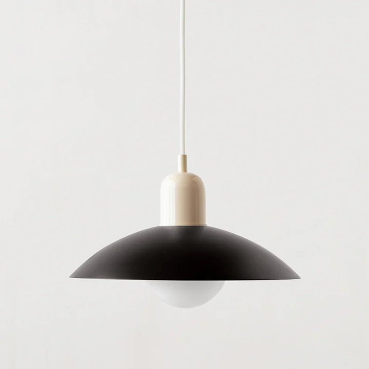 Lampa wisząca z płaskim metalowym kloszem dwuelementowa oprawa w stylu Bauhaus