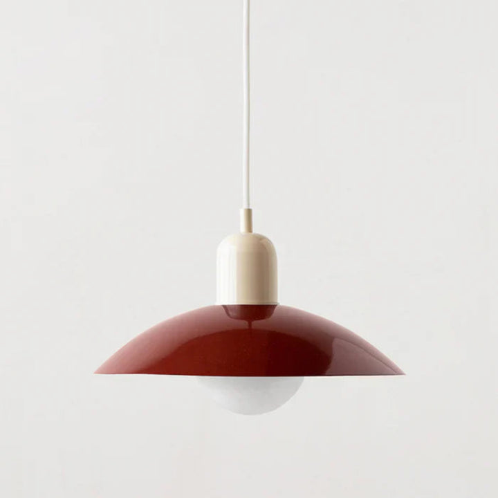 Lampa wisząca z płaskim metalowym kloszem dwuelementowa oprawa w stylu Bauhaus