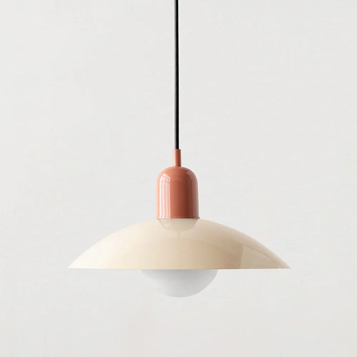 Lampa wisząca z płaskim metalowym kloszem dwuelementowa oprawa w stylu Bauhaus