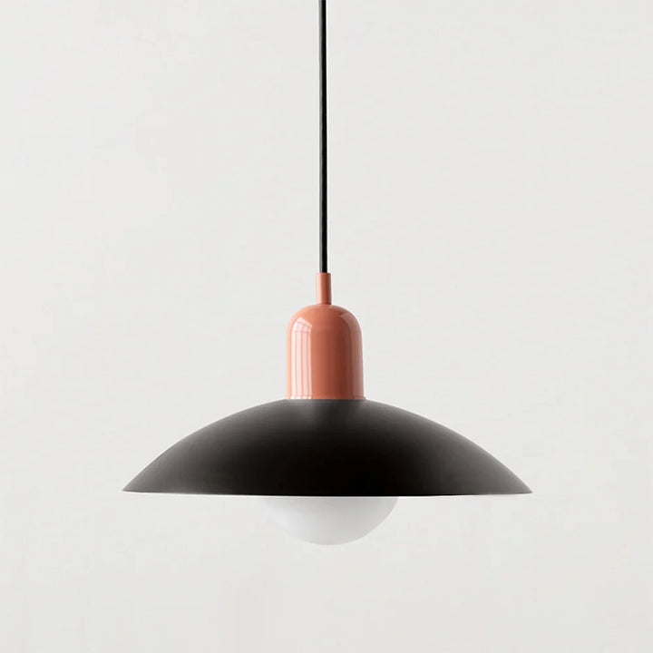 Lampa wisząca z płaskim metalowym kloszem dwuelementowa oprawa w stylu Bauhaus