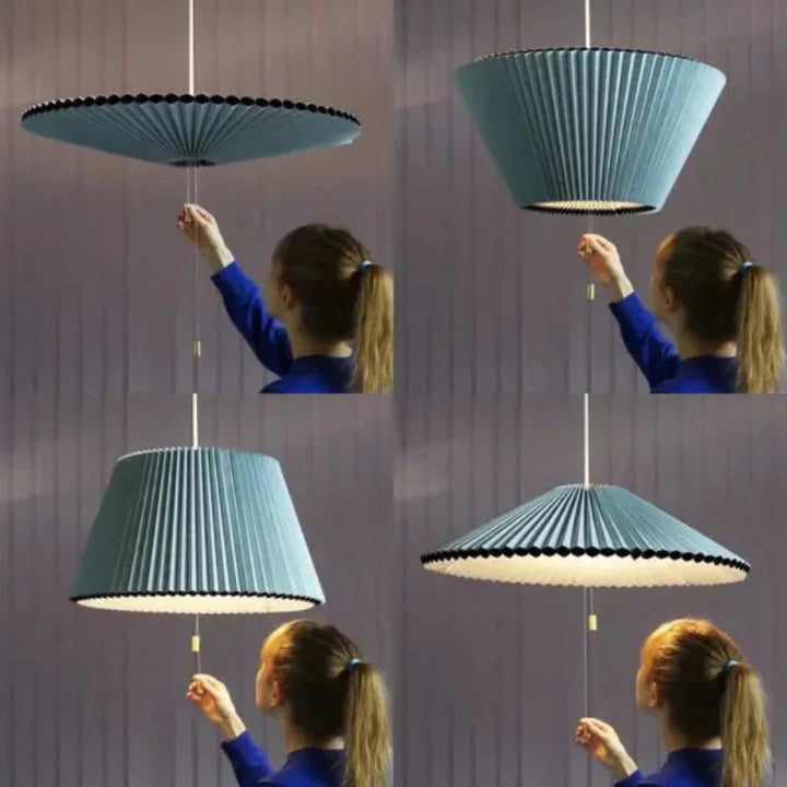 Lampa wisząca z plisowanym kloszem w kształcie stożka