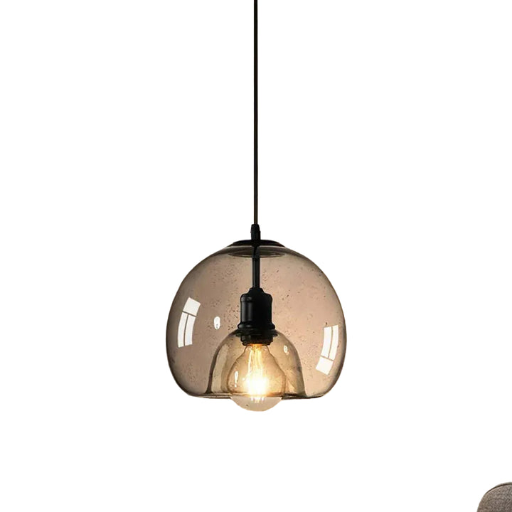 Lampa wisząca z podwójnym szklanym kloszem i żarówką Edisona