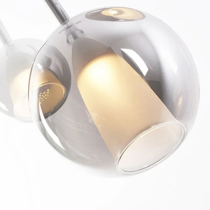 Lampa wisząca ze szklaną kulą podwójny klosz z mlecznym wewnętrznym dzwonem