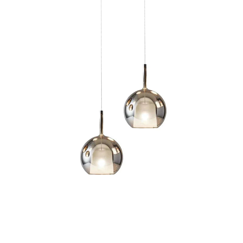 Lampa wisząca ze szklaną kulą podwójny klosz z mlecznym wewnętrznym dzwonem