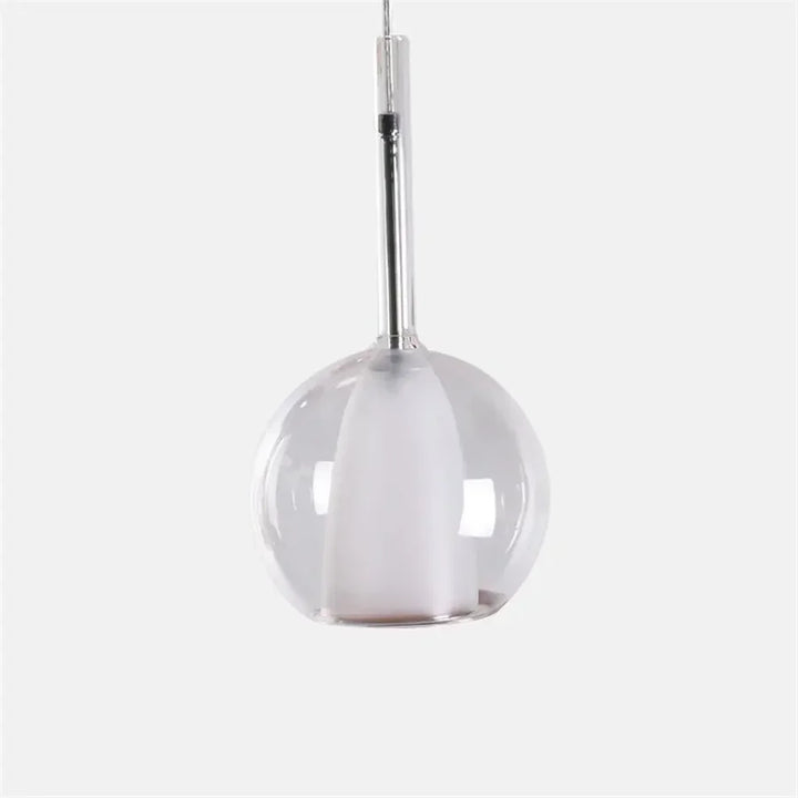 Lampa wisząca ze szklaną kulą podwójny klosz z mlecznym wewnętrznym dzwonem