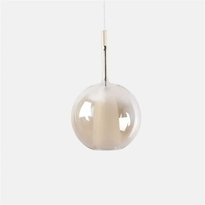 Lampa wisząca ze szklaną kulą podwójny klosz z mlecznym wewnętrznym dzwonem