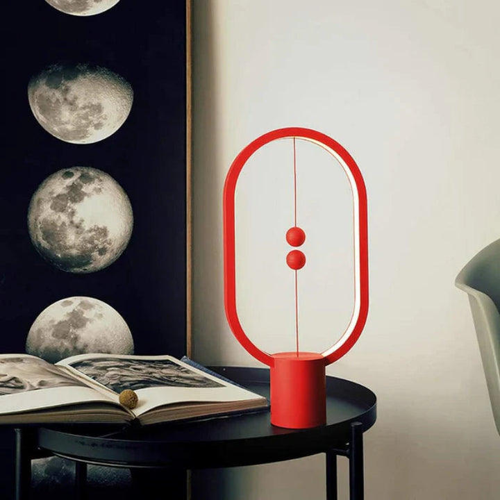 Lampka LED z magnetycznym wyłącznikiem owalna ramka z lewitującymi kulkami