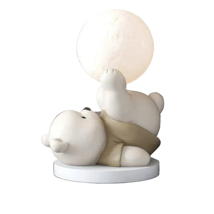 Lampka nocna LED z figurką misia dekoracyjna lampka z mleczną kulą