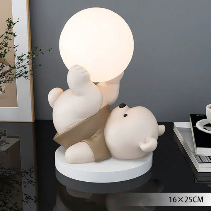 Lampka nocna LED z figurką misia dekoracyjna lampka z mleczną kulą