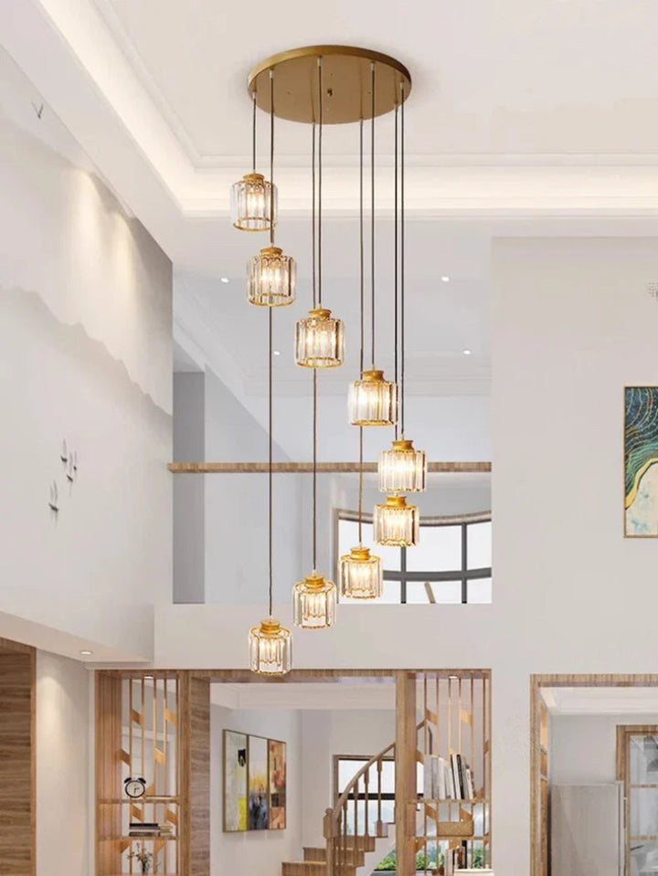 Lampy wiszące kryształowe z oświetleniem wielopunktowym