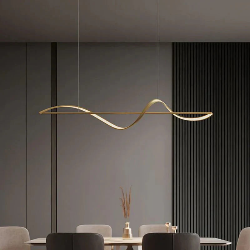 Liniowa lampa wisząca LED z wstęgą fali sinusoidalne