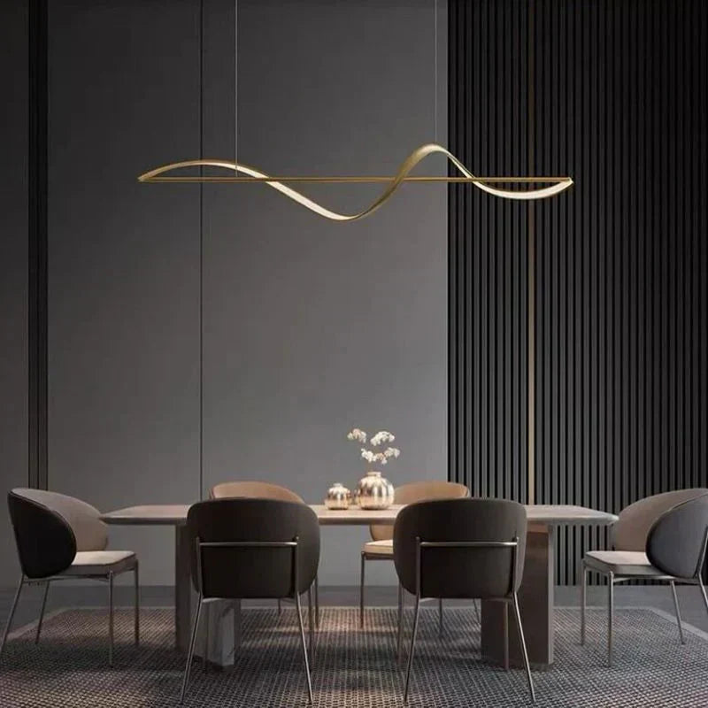 Liniowa lampa wisząca LED z wstęgą fali sinusoidalne