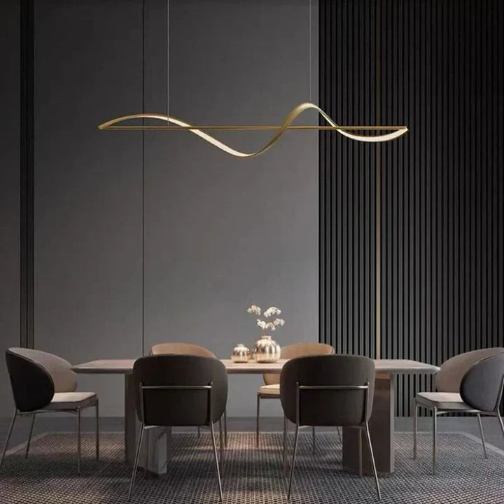 Liniowa lampa wisząca LED z wstęgą fali sinusoidalne