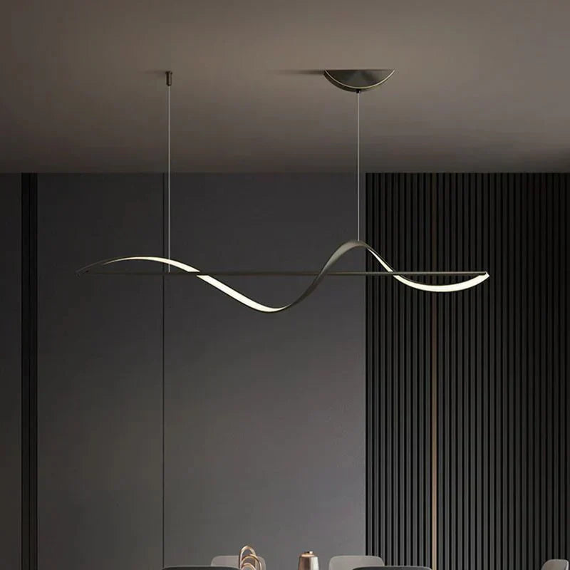 Liniowa lampa wisząca LED z wstęgą fali sinusoidalne