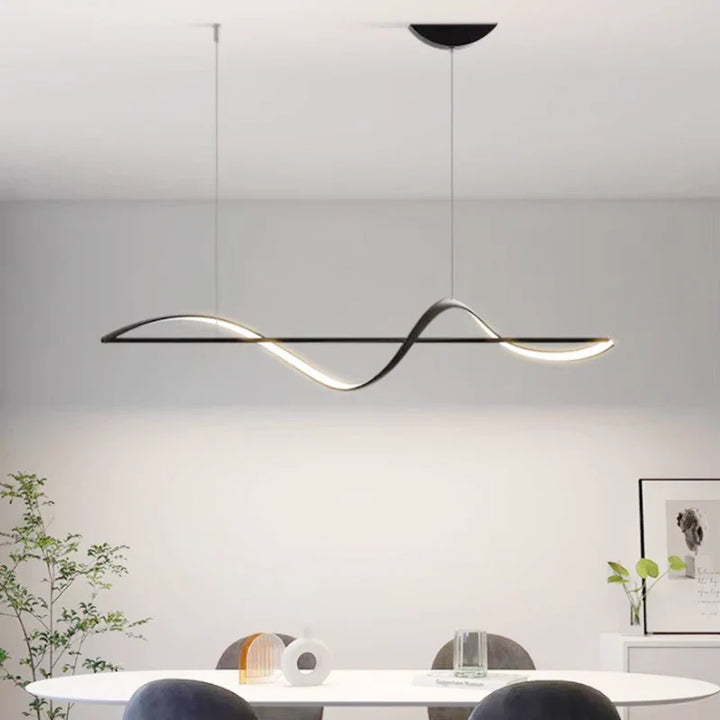 Liniowa lampa wisząca LED z wstęgą fali sinusoidalne